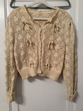 Classic Cream Knit Button-Up Cardigan Sweater